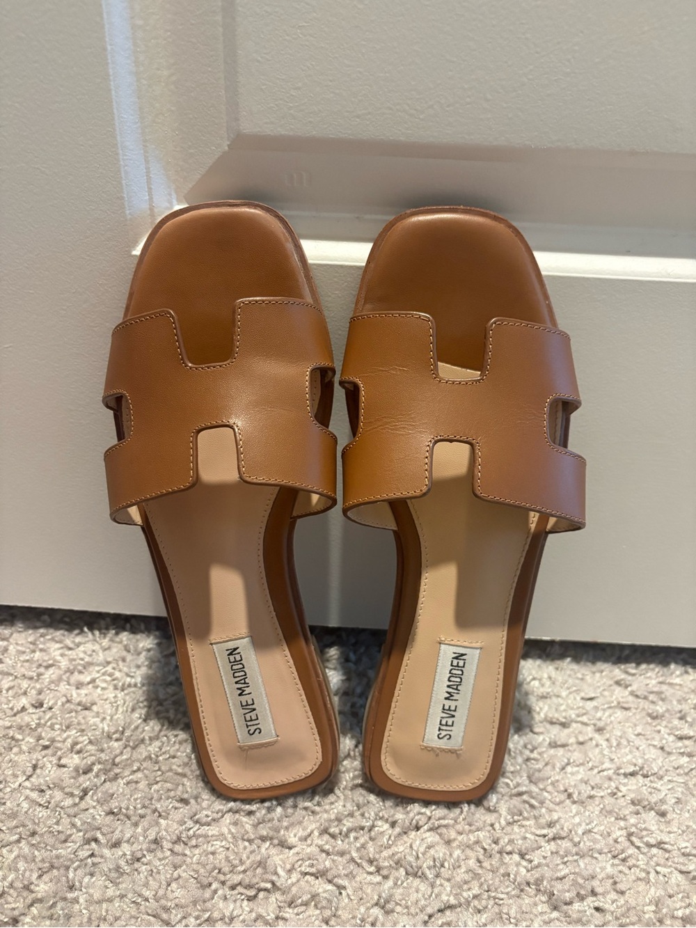Steve Madden Cognac Tan Slide Sandals